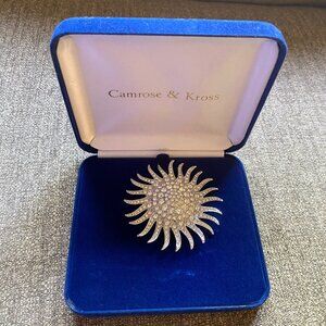 Share CAMROSE & KROSS Vintage JACKIE KENNEDY Sunburst RHINESTONE Pin + BOX